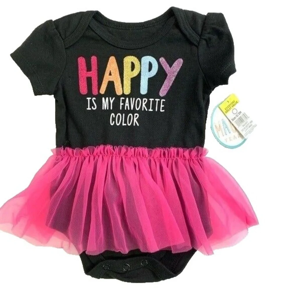 Magic Years‎ Bodysuit Baby 3 Months Black Pink Tutu Graphic Cute Playful New